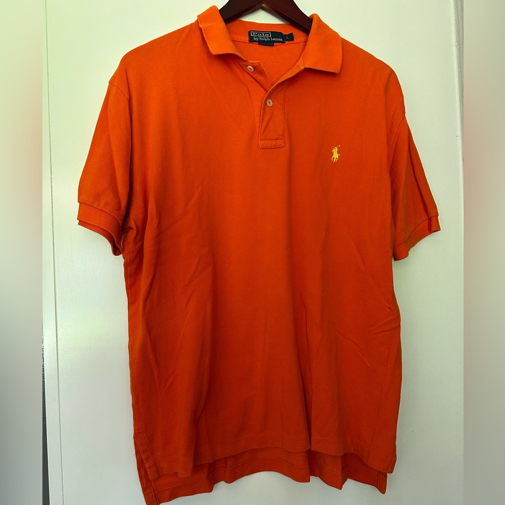 Ralph Lauren Men’s Orange Polo with Yellow RL Logo